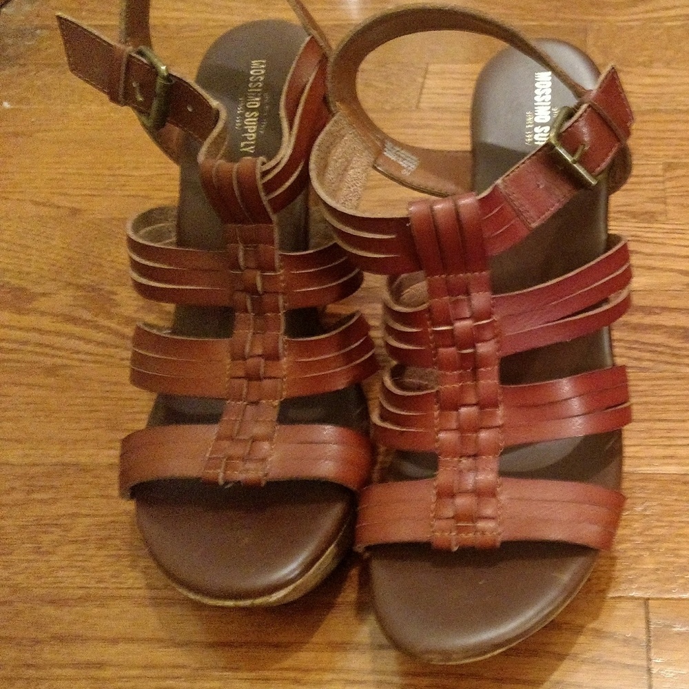 Brown wedge sandals